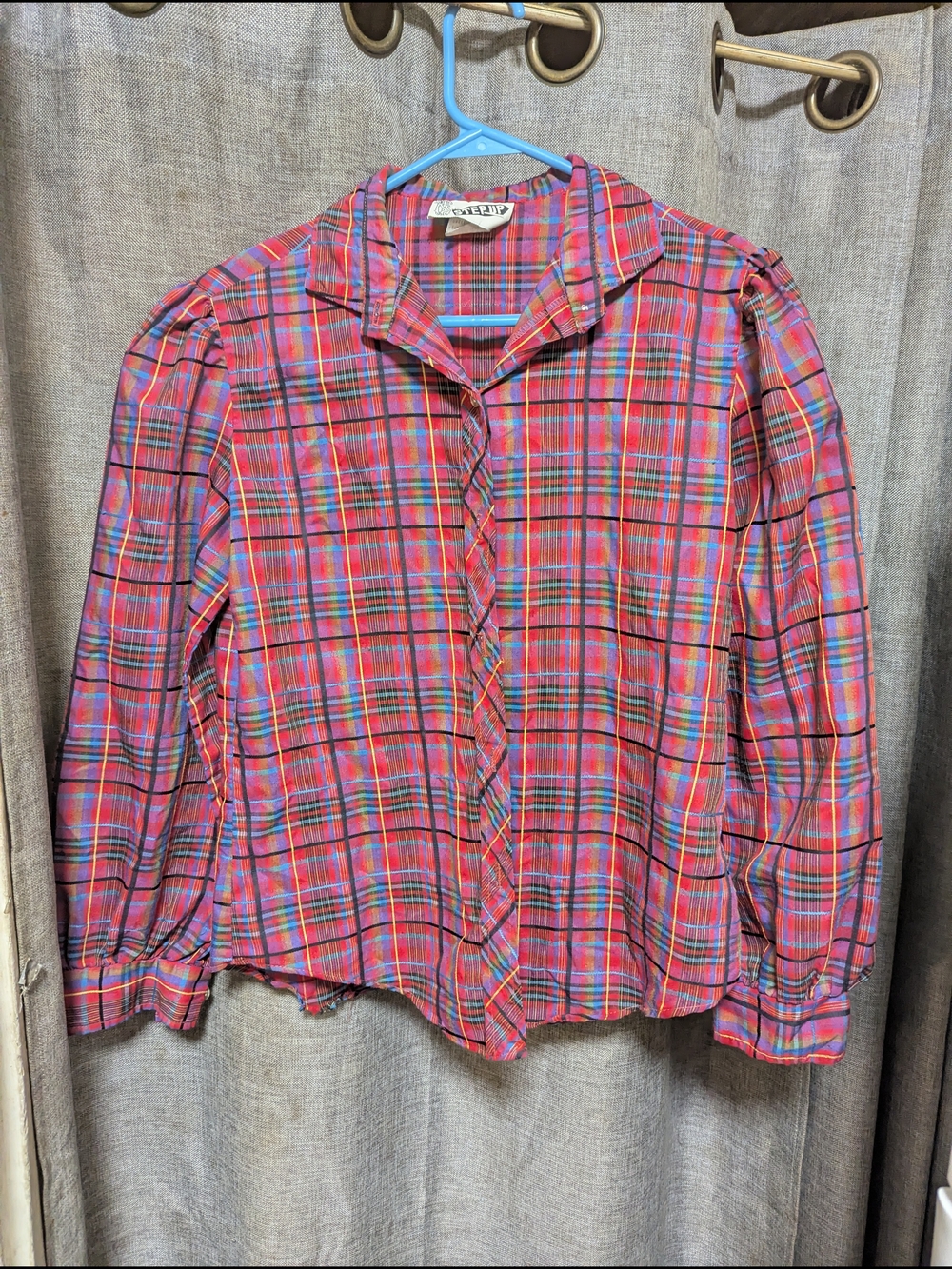 Vintage 70s 80s Plaid Western Cowgirl Blouse Large